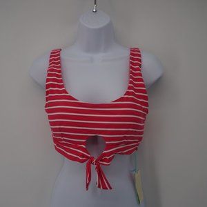 Sea Level NWT Women's Coral Chamarel Tie Front Crop Bikini Top Striped Size 8
